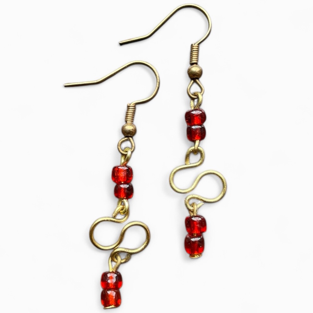 Red Infinity Earrings Handmade - Picture 5 of 15